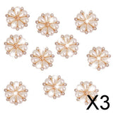 Maxbell 3xCrystal Diamante Pearl Flower Buttons FLATBACK Embellishment N