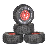 Maxbell 4x 1/14 RC Car Wheels and Tires Sturdy Spare Parts Easy to Install Accessory Red