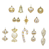 Maxbell 16 Pieces Christmas Balls Holiday Party Miniatures Craft Xmas Small Pendants Gold