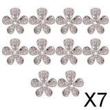 Maxbell 7xPhenovo Crystal Flower Rhinestone Buttons DIY Craft Embellishment Silver