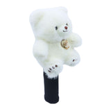 Maxbell Fairway Wood Golf Club Headcover Plush Bear Animal Soft Golf Club Head Cover White