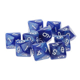 Pack of 10pcs Pearl Blue D10 Ten Sided Game Dice D&D TRPG Games Party Supplies Toys