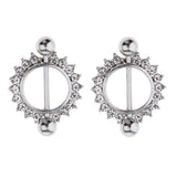 Maxbell 1 Pair Nipple Gem Paved Circle Sunflower Shield Nipple Ring White Rhinestone - Aladdin Shoppers