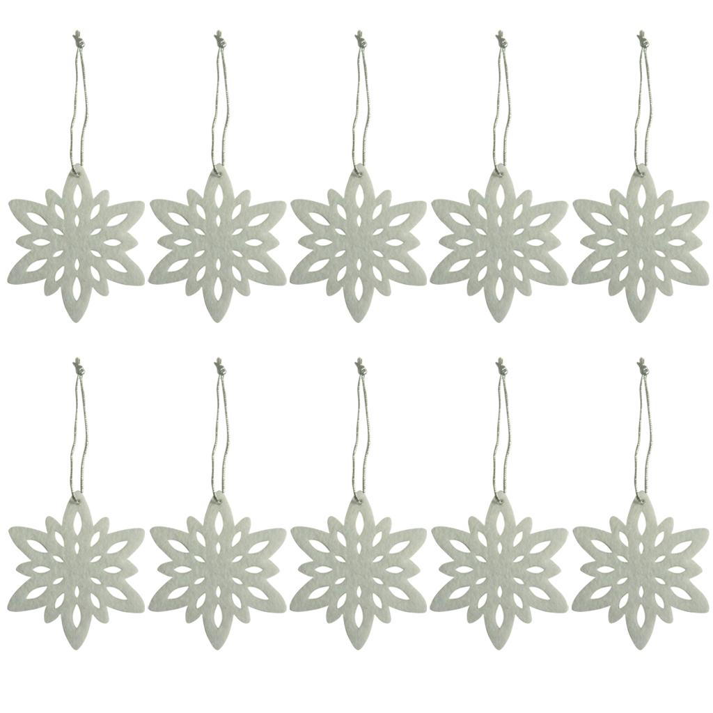 Maxbell 10pcs Christmas Fabric Snowflake Pendants Christmas Tree Ornaments White
