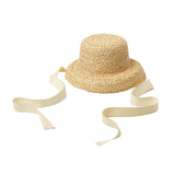 Maxbell Fashion Kids Straw Hat Summer Travel Sun Hat w/ Adjustable Tie  White Tie