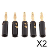 Maxbell 2x5Pcs 4mm Gold Plated Speaker Wire Banana Plug Test Audio Connector  black
