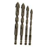 Maxbell Four Flute Sawtooth Eccentric Drill Bit for Marble Terracotta Carbide Tipped 4Pcs