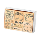 Maxbell 17x Wooden Stamps Decorative Rubber Stamps for Drawing Journals Scrapbooking