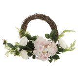 Maxbell Vintage Round Rattan Silk Rose Hydrangea Flower Wreath Ring 12 Inch - Aladdin Shoppers