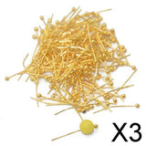 Maxbell 3x200pcs Gold Plated Ball Head Pins Wire 0.5mm Thick 20mm Length Headpins