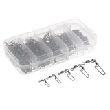 Maxbell Maxbell 150pcs Stainless Steel Rolling Swivel with Coast Lock Snaps Fishing Lure Hook Line Connectors 1# 2# 4# 6# 8#