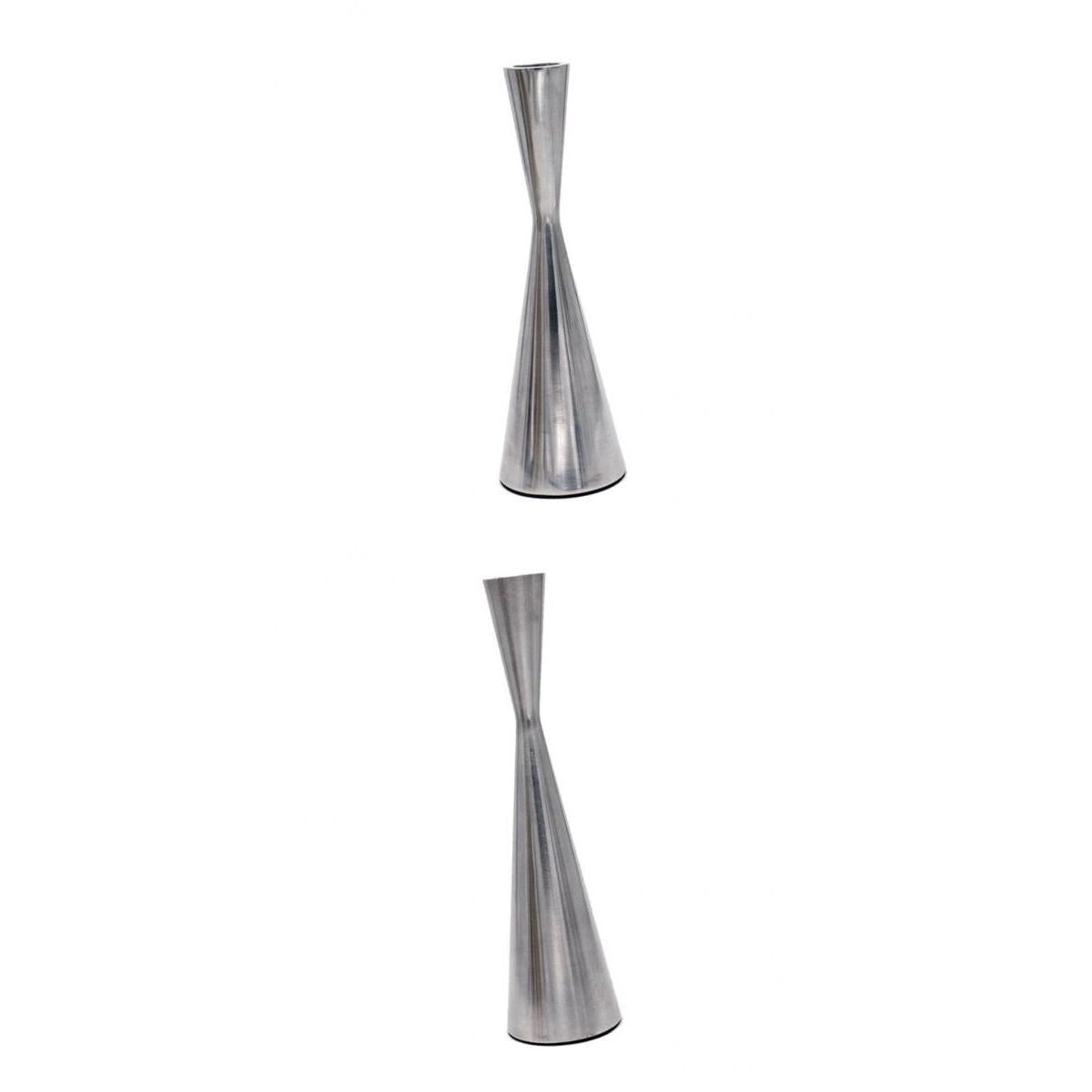 Maxbell 2pcs Pillar Dinner Candle Holder Candleholder Stand for Wedding Decor Silver