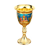 Maxbell Vintage Medieval Goblet Sturdy Pattern Drinking Glass for Blessing Party Bar blue
