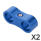 Maxbell 2xCar 2-Hole Fuel Hose Separator Clamp Oil Fuel Line Clamps Adapter AN6 Blue