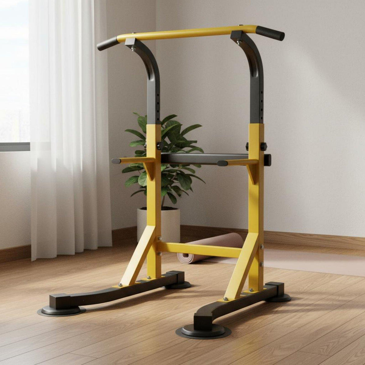 Standing Pull-up Bar Stable Design Standing Pull up Bar Heavy-Duty Steel Frame Multi-Function Workout Station for Adults, Men, Indoor, Garage Bent Foot+armrest