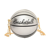 Maxbell Basketball Shaped Purse Casual Mini Round Ball Bag for Street Work Commuting Argent