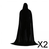 Maxbell 2xKids Halloween Cosplay Long Hooded Cloak Cape Accessory for Prop Photography 90cm Black