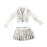 Maxbell 1:6 Short Jacket Pleated Skirt Set Trendy Soft Lightweight for Action Figure White Black