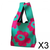 Maxbell 3xKnitted Handbag Fashion Pouch Lightweight Shopping Bag for Beach Green