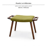 Maxbell Nordic hardwood Wood Stool, Upholstered Footstool, Entryway Shoe Bench, Small Fabric Ottoman, Multipurpose Oak Stool for Living Room, Bedroom, Vanity, Home Walnut Green