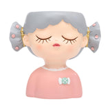 Maxbell Girl Flower Pot Decors Indoor Plants Resin Statue for Office Kitchen Desktop Pink Clothes