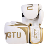 Maxbell Maxbell Boxing Gloves PU Durable for Karate Fighting Punching Heavy Bag Martial Arts White and Gold