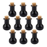 Maxbell 3x10pcs Mini Glass Cork Bottle Flat bulb Jars Vials Message Wish Bottle Black