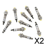 Maxbell 2x10pcs 8mm 24V Yellow LED Metal Indicator Light XD8-2