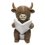 Maxbell Highland Cow Bathroom Figurine Desktop Ornament for Bedroom Living Room Desk Reading on Toilet