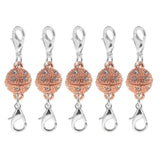 Maxbell 5Pcs Ball Rhinestone Lobster Magnetic Clasps Jewelry DIY Findings Rose Gold - Aladdin Shoppers