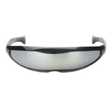 Maxbell 2x Futuristic Cyclops Silver Mirrored Sunglasses Monoblock Shield Glasses
