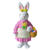 Maxbell 2x Miniature Resin Rabbit Figurine Easter Animal Bunny Statue Desk Decor
