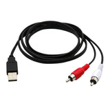 Maxbell 1.5m USB A Male to 2x RCA Phono Male AV Cable Aux Audio Video Adapter Cord - Aladdin Shoppers