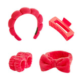 Maxbell Headband and Wristband Set Gift for Women and Girls Trendy Skincare Headband Red