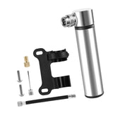 Maxbell Mini Bicycle Pump CNC Fast Inflation Repair Tool Universal 120 PSI Tire Pump Silver and Bracket