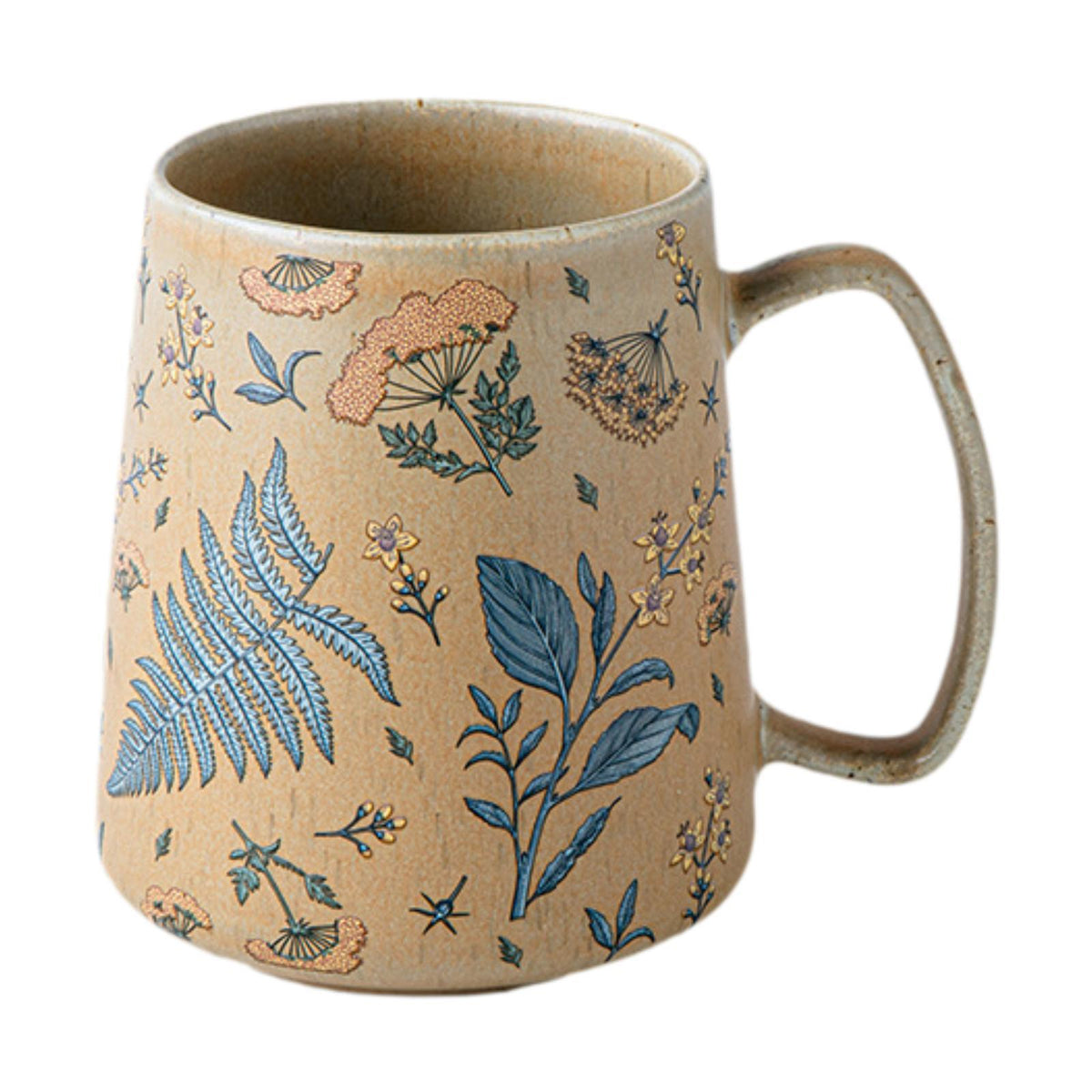 Maxbell Ceramic Coffee Mug for Home Office with Large Handle Gift Drinkware Milk Cup Flower Without Lid