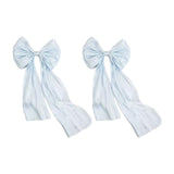 Maxbell 2 Pieces Satin Ribbons Gift Accessories Wide for Holiday Bridal Shower Party Blue