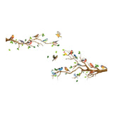 4 Pieces Bird on Tree Branch Wall Stickers for TV Background Porch Apartment