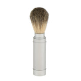 Maxbell Maxbell Silver Shaving Brush in Travel Tube Beard Moustache Full Size Shave Brush Tool in Aluminum Metal Tube Case Lightweight