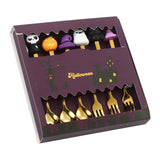 Maxbell Halloween Spoon and Fork Set Lovely Cutlery Gift Box for Fruit Home Festival Gold with 6pcs