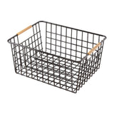 Maxbell Iron Storage Basket Multipurpose Metal Storage Bin for Cabinets Home Bedroom Black 36cmx25cmx16cm