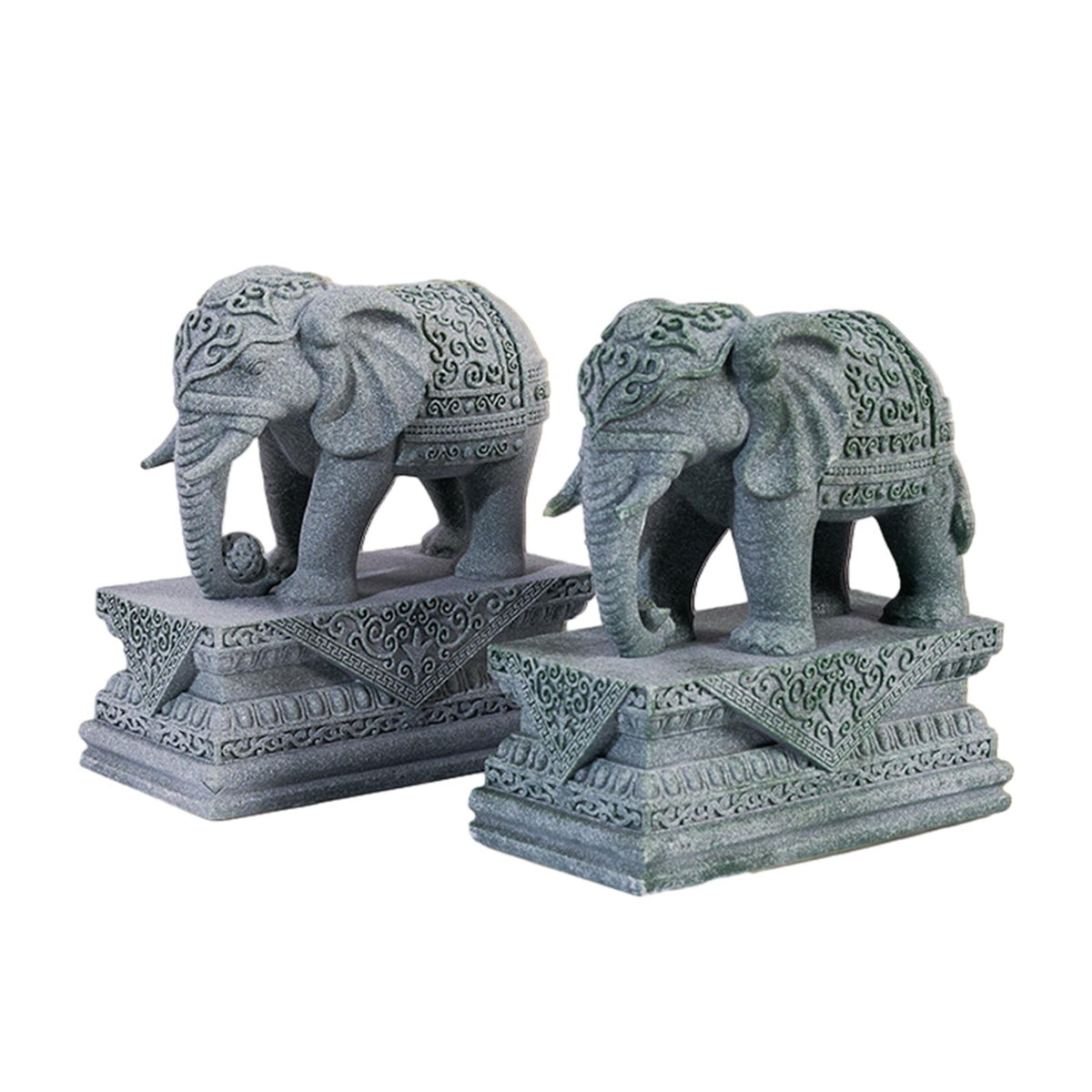 Maxbell 2 Pieces Mini Elephant Statues Animal Sculptures for Shelf Table Living Room