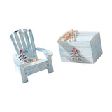 Maxbell Maxbell 2x Beach Nautical Theme Mini Chair and Chest for Living Room Home Countertop Sail