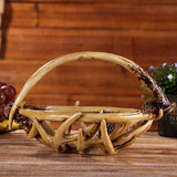 Maxbell Maxbell Hand Woven Grass Woven Storage Basket Food Fruits Snack Candies Biscuits Holder Container, Handed Shop Tote Bag Bin Hamper