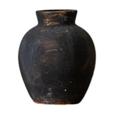 Maxbell Rustic Ceramic Vase Wabi Sabi Table Centerpiece Office Farmhouse Flower Vase Black 12.7x12.7x15cm