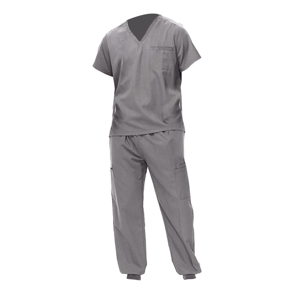 Maxbell Uniform Scrub Set for Men Top and Pants V Neck Soft Workwear for Cosmetology Gray S