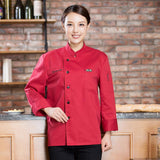 Maxbell Chef Jacket Coat Uniform Long Sleeve Hotel Kitchen Cook Apparel 2XL Red