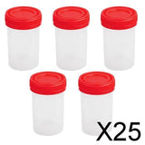 Maxbell 25x5x 60ml Plastic Graduated Measuring Specimen Cup Sterile Container with Lid