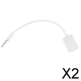Maxbell 2xAUX 3.5mm Male Audio Jack to USB 2.0 A Female OTG Cable for Music MP3 U Disk