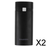 Maxbell 2xUSB Power Bank Battery Charger Case DIY Box With LED Light for Phone black